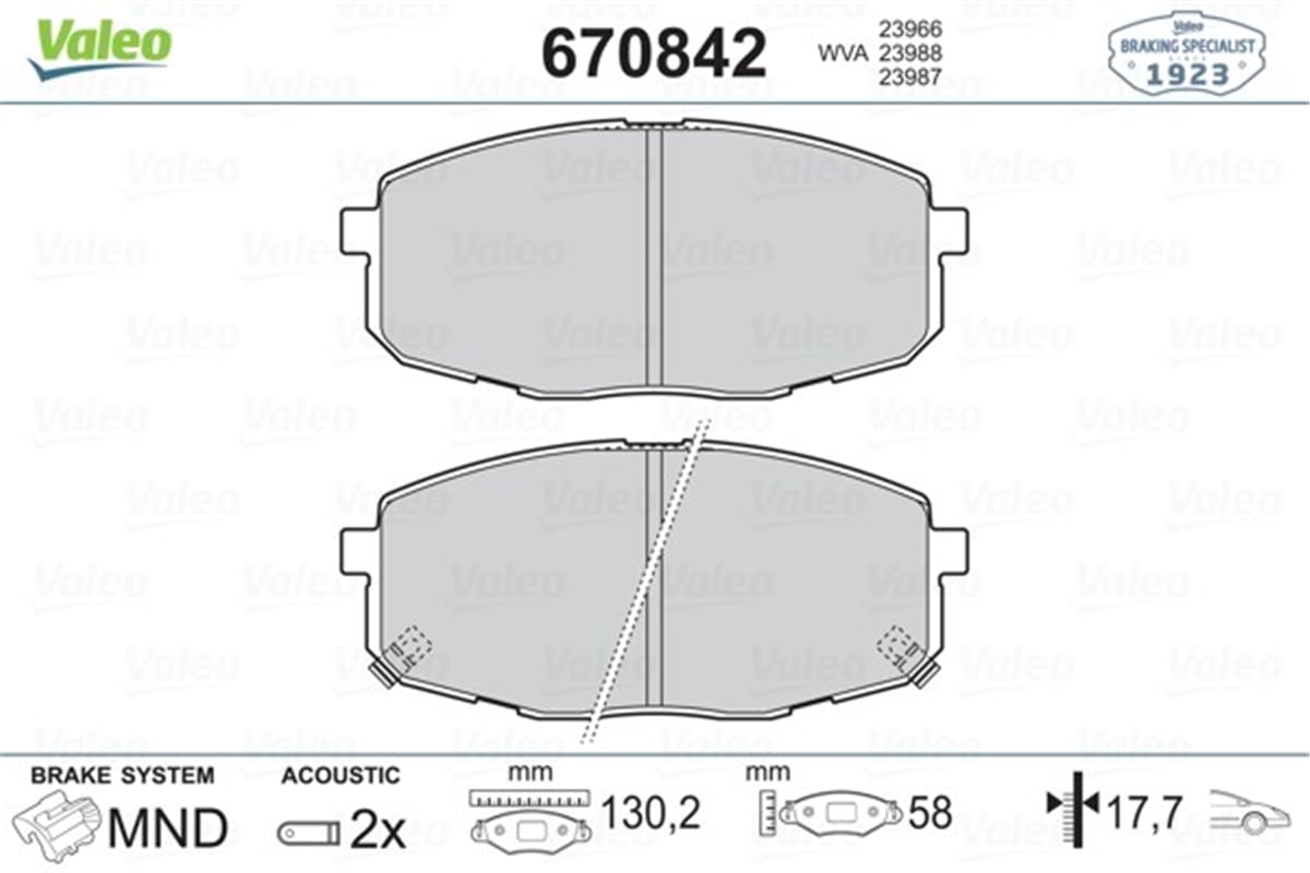 İ30ÖN BALATA HYUNDAI İ30 1.4-1.6-2.0-1.6 CRDI-2.0 CRDI 10-07 KIA CEED 06 VALEO 670842VALEOVALEO 670842