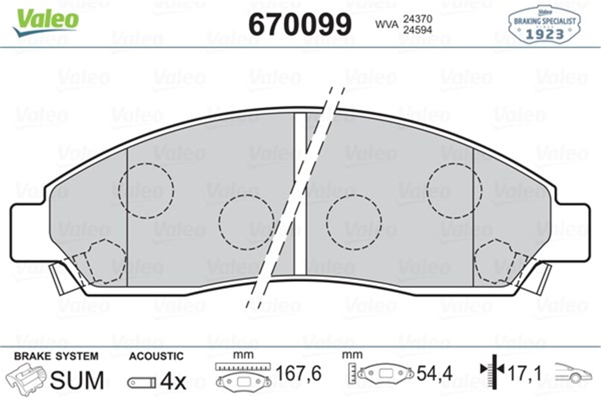 ISUZUÖN BALATA ISUZU D MAX 02 VALEO 670099VALEOVALEO 670099
