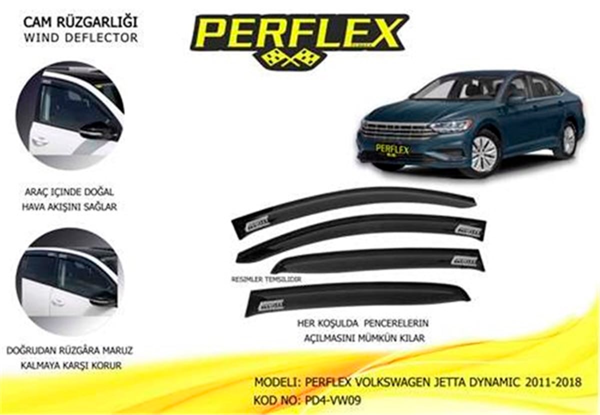 JETTACAM RÜZGARLIĞI VOLKSWAGEN JETTA DYNAMIC 2011-2018 4 LÜ PERFLEX PD4-VW09PERFLEXPERFLEX PD4-VW09