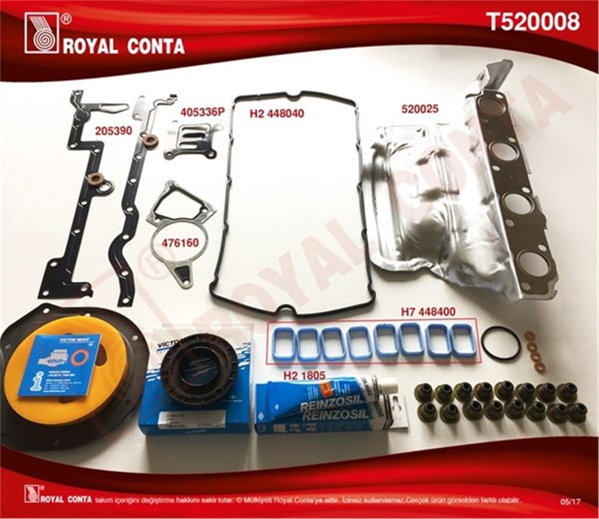 JUMPERMOTOR TAKIM CONTA REINZ KEÇELİ S.LASTİKLİ SİLİNDİR KAPAK CONTASI SİZ BOXER-JUMPER 2.2 HDİ ROYAL T520008ROYALROYAL T520008