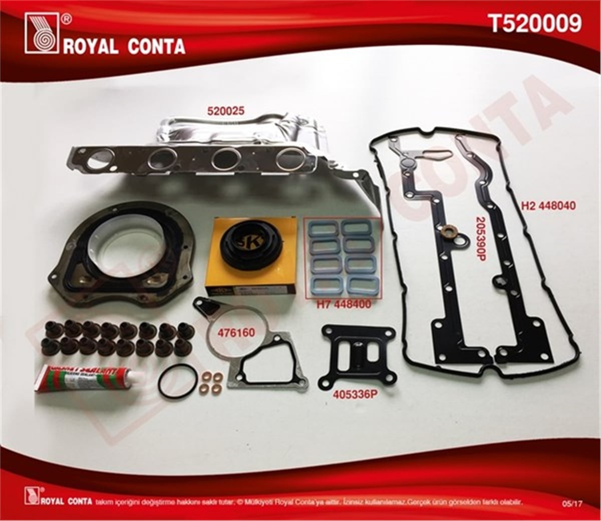 JUMPERMOTOR TAKIM CONTA SKT KEÇELİ S.LASTİKLİ SİLİNDİR KAPAK CONTASI SİZ BOXER-JUMPER 2.2 HDİ ROYAL T520009ROYALROYAL T520009