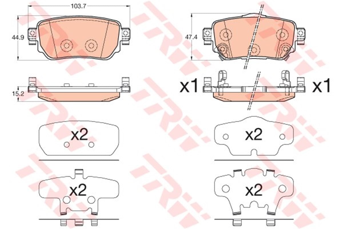 KADJARARKA BALATA RENAULT KADJAR 15 NISSAN QASHQAI-XTRAIL 14 103.7X44.9X47.4X15.2 TRW GDB3617TRWTRW GDB3617