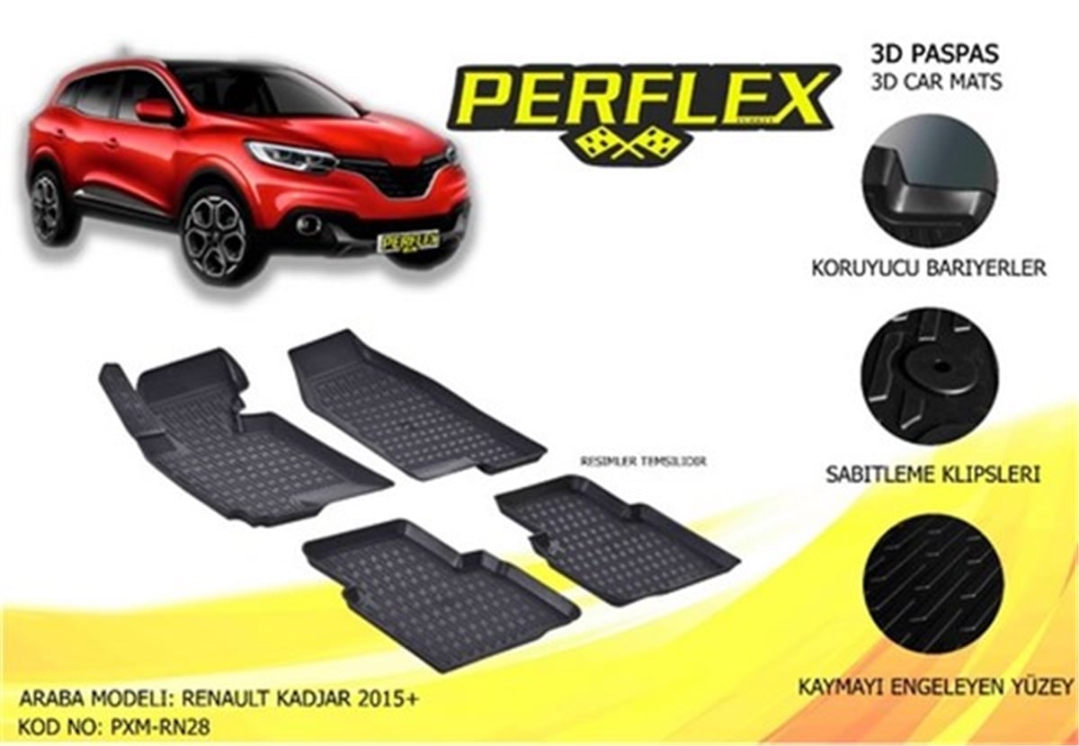 KADJARPASPAS 3D X-MAT HAVUZLU RENAULT KADJAR 15 SİYAH PERFLEX PXM-RN28PERFLEXPERFLEX PXM-RN28