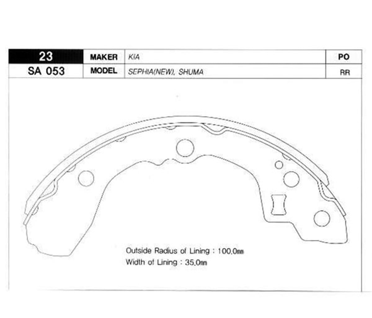 KIAPABUÇ BALATA ARKA KAMPANA KIA SEPHIA 98 SHUMA 98-04 GS8692 SANGSIN SA053SANGSINSANGSIN SA053