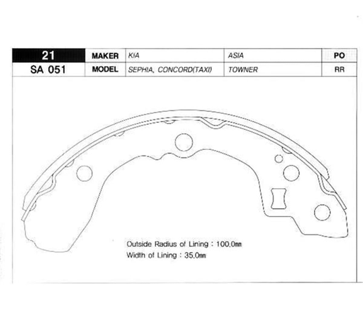 KIAPABUÇ BALATA ARKA KAMPANA KIA SEPHIA 92-97 TOWNER 92 SANGSIN SA051SANGSINSANGSIN SA051