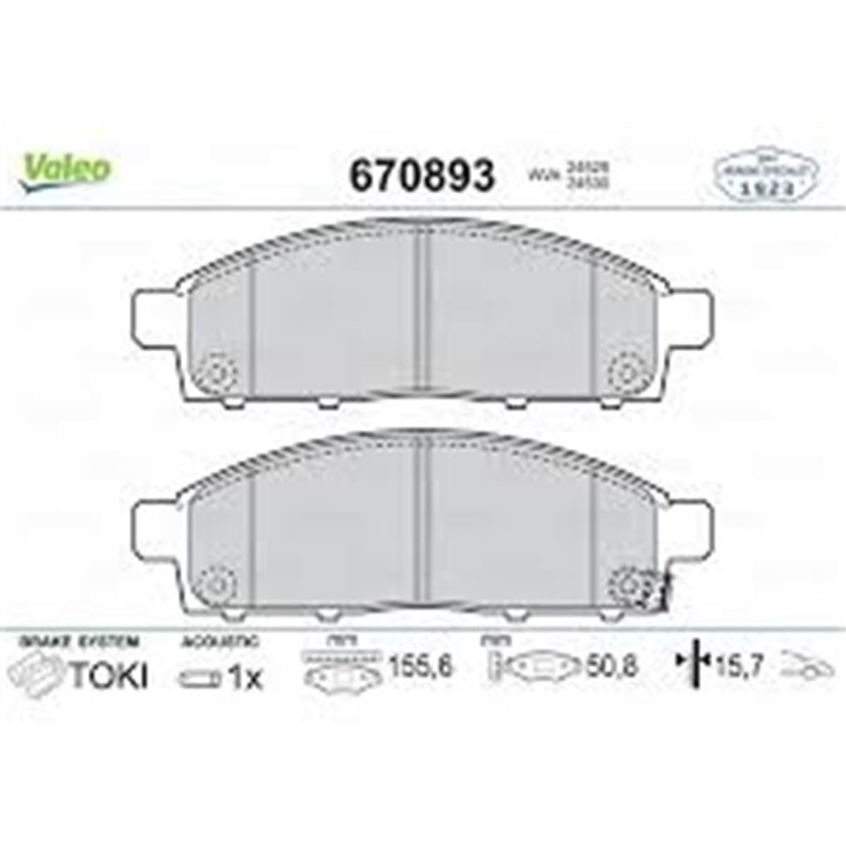 L200ÖN BALATA L200 PİCK-UP 2.5DI-D KBT-KAT 05-10 L200 2.5DI-D 07-10 VALEO 670893VALEOVALEO 670893
