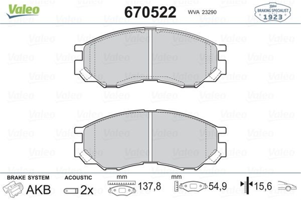 L200ÖN BALATA MITSUBISHI L200 96 L300 94-99 VALEO 670522VALEOVALEO 670522