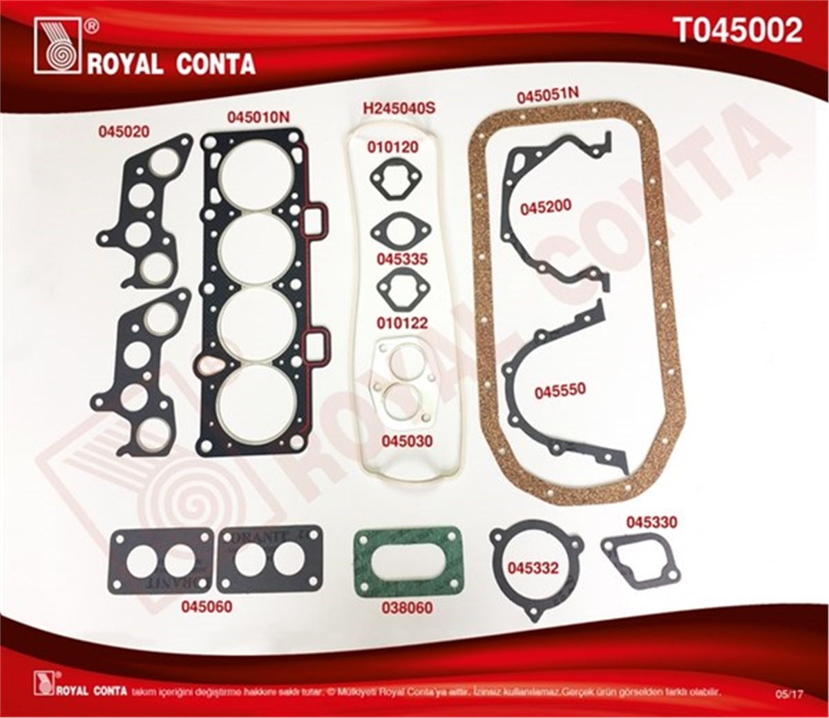 LADAMOTOR TAKIM CONTA KEÇESİZ LADA SAMARA 1500 ROYAL T045002ROYALROYAL T045002