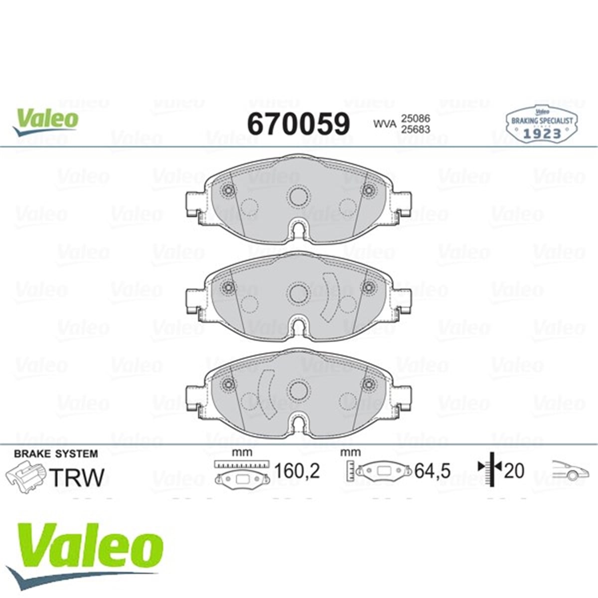 LEONÖN BALATA GOLF7-A3-LEON-TIGUAN-PASSAT-OCTAVIA-SUPERB 12 VALEO 670059VALEOVALEO 670059