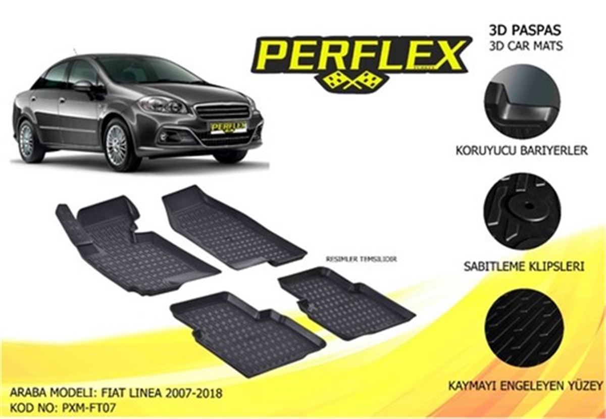 LINEAPASPAS 3D X-MAT HAVUZLU FIAT LINEA 08 SİYAH PERFLEX PXM-FT07PERFLEXPERFLEX PXM-FT07