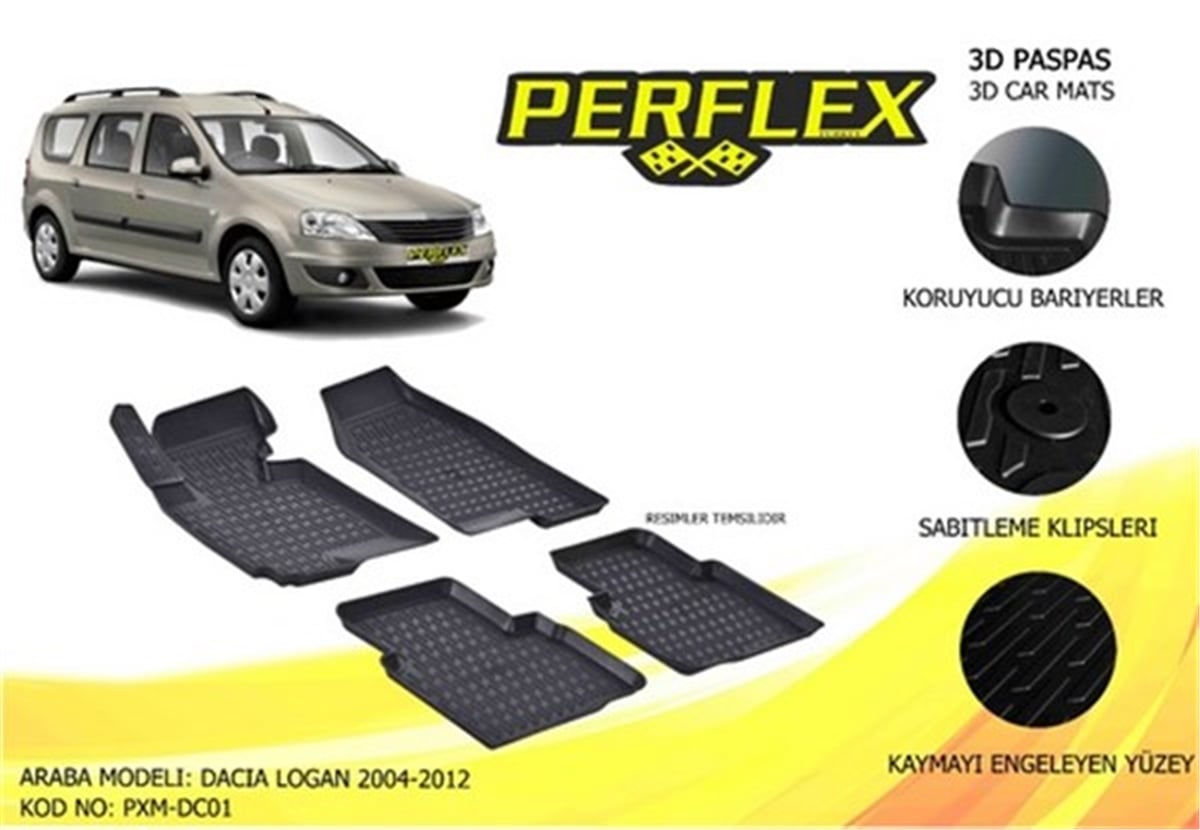 LOGANPASPAS 3D X-MAT HAVUZLU DACIA LOGAN 04 SİYAH PERFLEX PXM-DC01PERFLEXPERFLEX PXM-DC01