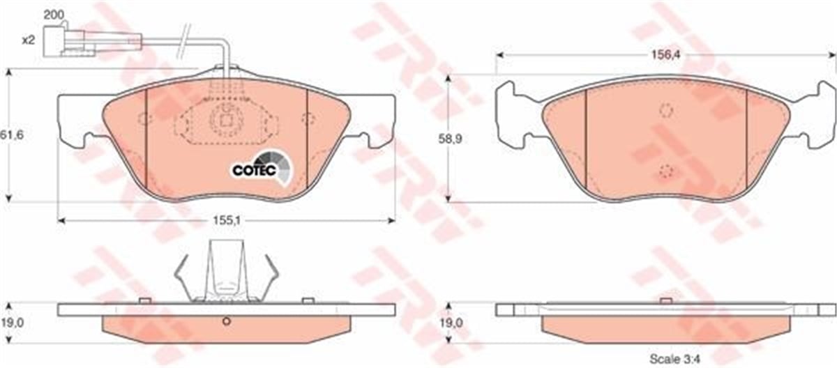 MAREAÖN BALATA FİŞLİ MAREA 2.0 BRAVO 2.0 MULTIPLA ALFA 145 146 156 1.6 1.8 2.0 JTD GTV SPIDER TRW GDB1212TRWTRW GDB1212