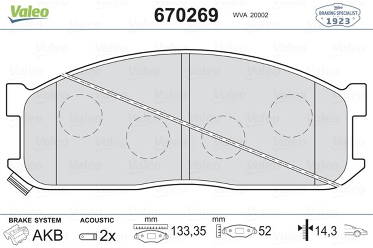 MAZDAÖN BALATA KIA BESTA 2.2D 96 BESTA 2.7D 99 MAZDA E2000 E2200 91-03 VALEO 670269VALEOVALEO 670269