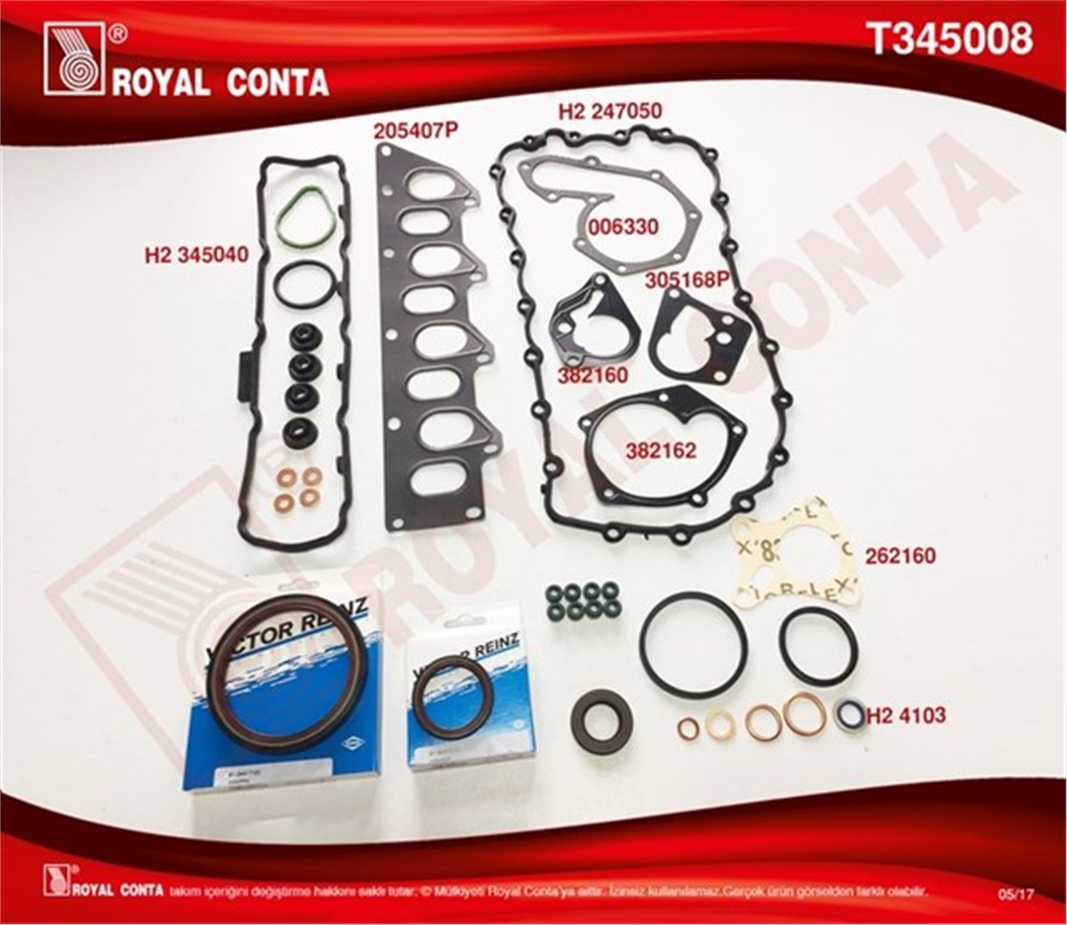 MEGANESİLİNDİR LASTİKLİ TAKIM CONTA KEÇELİ MASTER-MEGANE 1.9 F9Q ROYAL T345008ROYALROYAL T345008