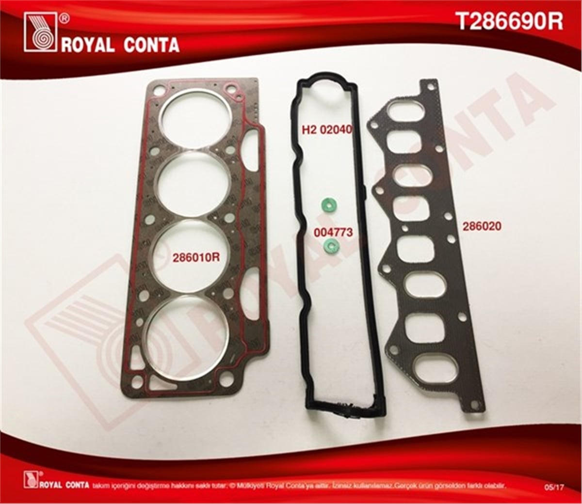 MEGANEÜST TAKIM CONTA SİLİNDİR KAPAK CONTASI SÜPER LGN 1.8-MEGANE 2.0 F3P-F3R ROYAL T286690RROYALROYAL T286690R