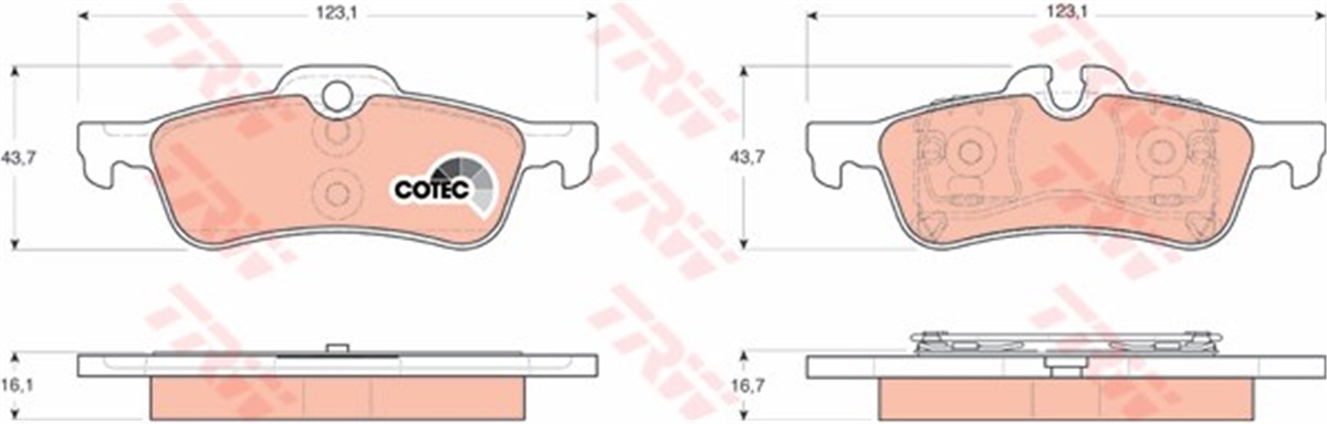 MINIARKA BALATA MİNİ COOPER R50 01-06 R53 01-06 R52 04-07 TRW GDB1561TRWTRW GDB1561