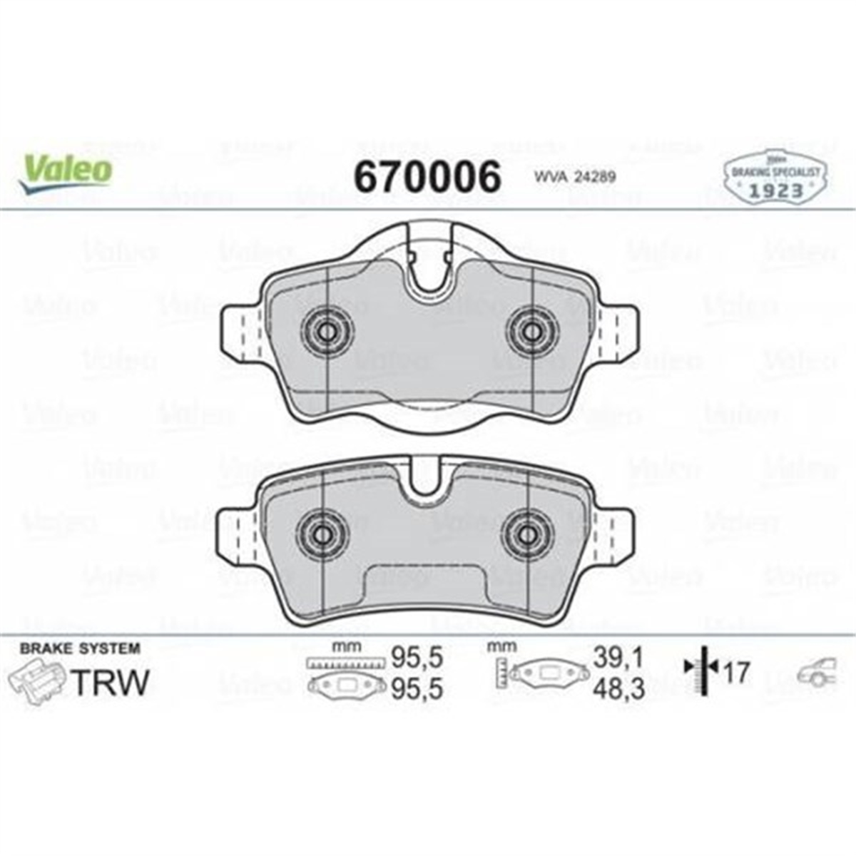 MINIARKA BALATA MİNİ R56 06 R57 08 R55 07 R58 11 R59 12 CLUBMAN COOPER S ONE WORKS VALEO 670006VALEOVALEO 670006