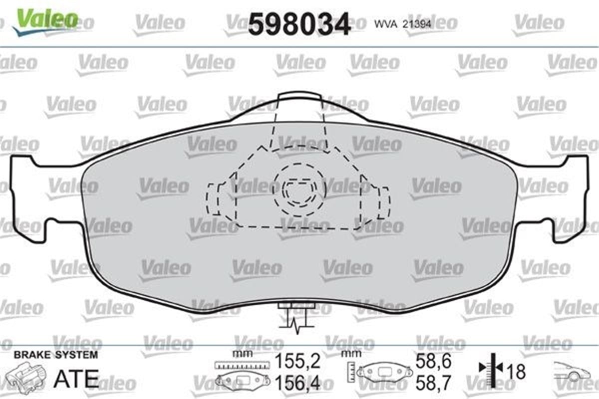 MONDEOÖN BALATA FİŞSİZ MONDEO 93-11.00 SCORPIO 93-98 VALEO 598034VALEOVALEO 598034