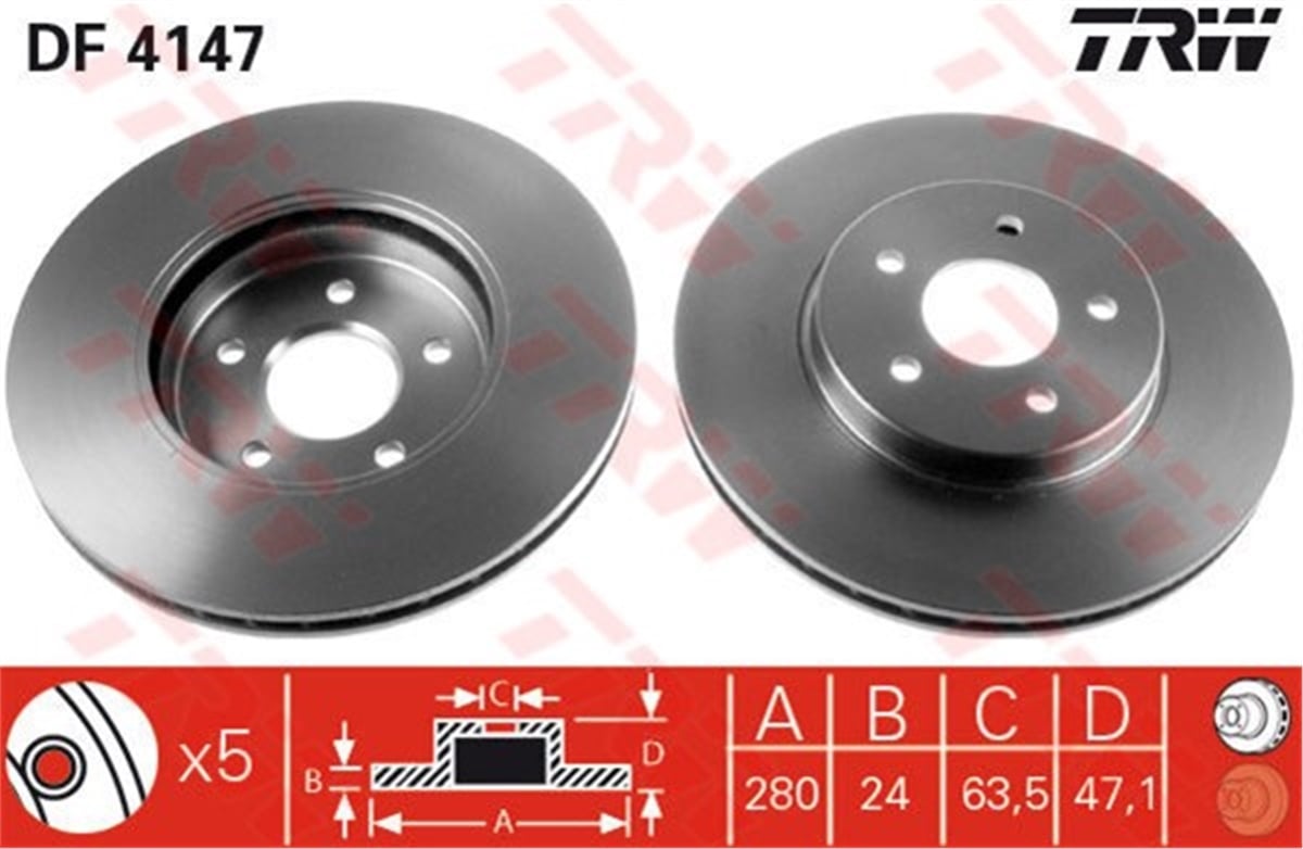 MONDEOÖN FREN AYNASI MONDEO III 1.8-2.0-2.2 00-07 JAGUAR X-TYPE 01 300X24X5DLXHAVALI TRW DF4147TRWTRW DF4147
