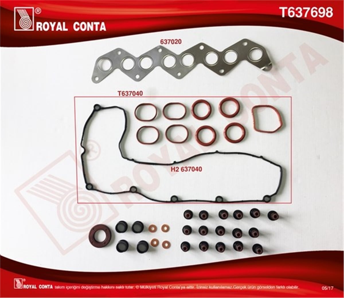 MONDEOÜST TAKIM CONTA REINZ KEÇELİ S LASTİ SİLİNDİR KAPAK CONTASI SİZ C4-C5 04 C8-JUMPY-MONDEO-C30-S40 II 07 2.0HDI ROYAL T637698ROYALROYAL T637698
