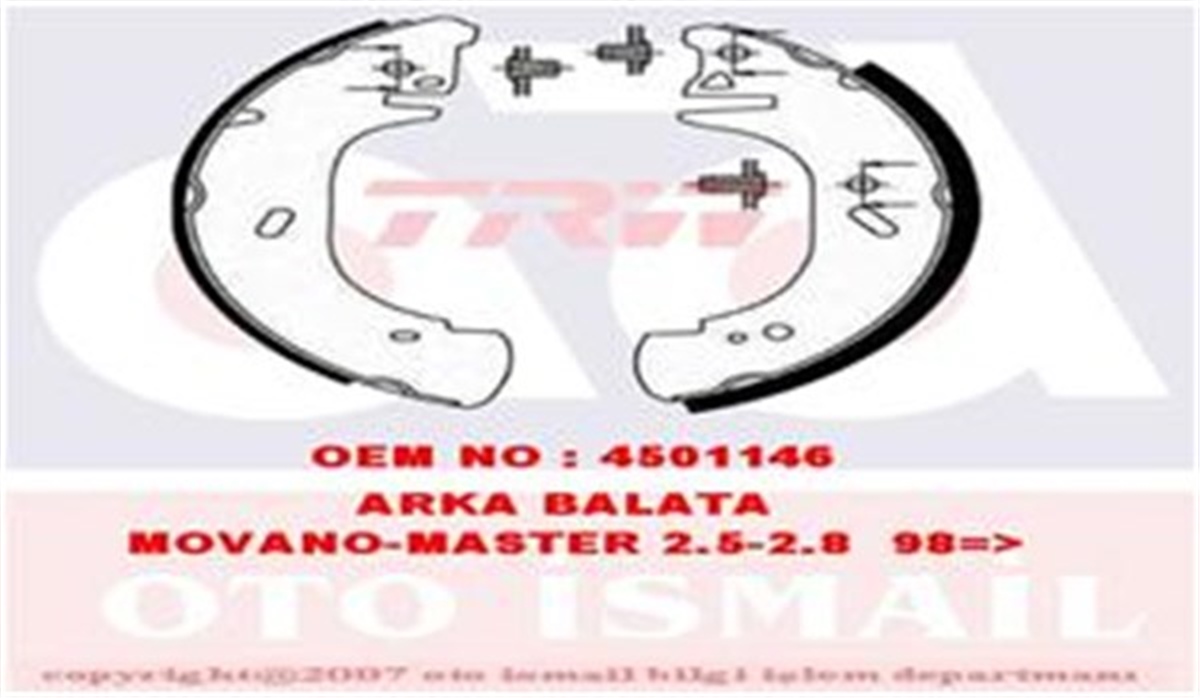 MOVANOARKA PABUÇ BALATA MOVANO 1.9TDİ 2.2TDİ 2.5D TDİ 2.8TDİ 3.0 98 MASTER 98 TRANSIT 94-00 280 TRW GS8630TRWTRW GS8630