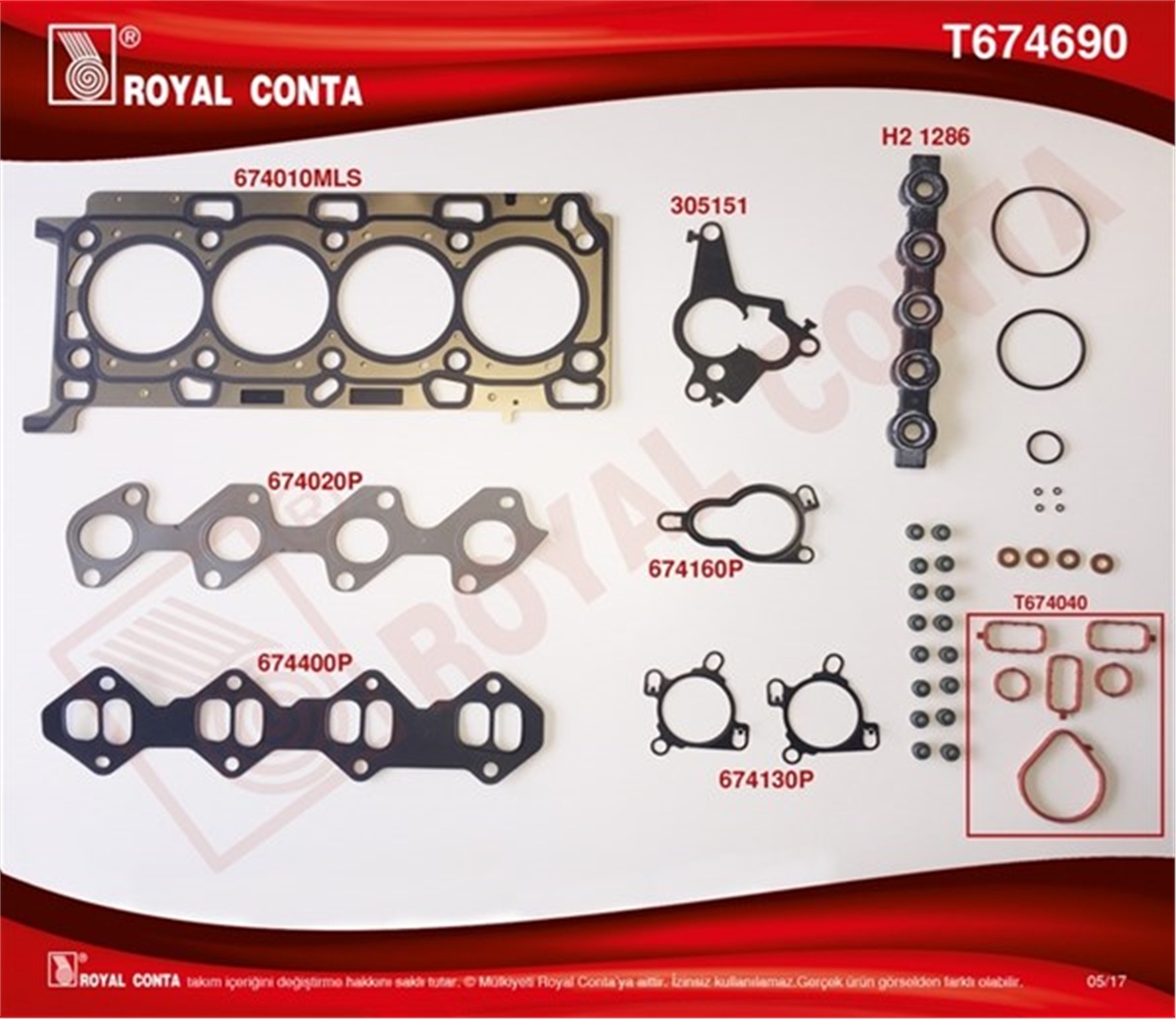 MOVANOÜST TAKIM CONTA SİLİNDİR KAPAK CONTASI Lİ SUBAP LASTİKLİ MASTER III 2.3 DCİ 11 MOVANO 2.3 CDTİ 10 M9T ROYAL T674690ROYALROYAL T674690