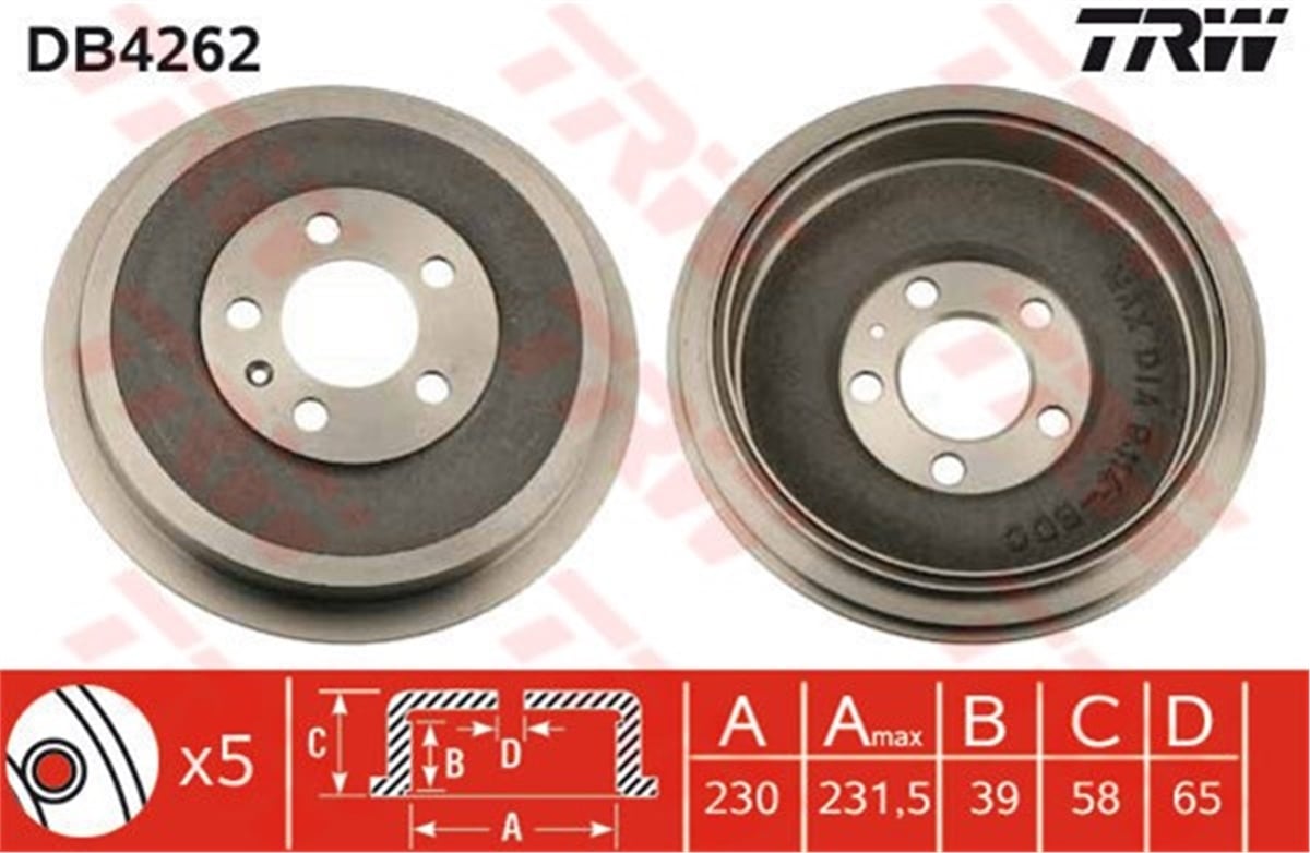 OCTAVIAFREN KAMPANASI ARKA ROOMSTER 1.2 TDI-1.4-1.4 TDI-1.6-1.9 TDI 06 OCTAVIA 1.4-1.6-1.9 TDI 96-10 TRW DB4262TRWTRW DB4262