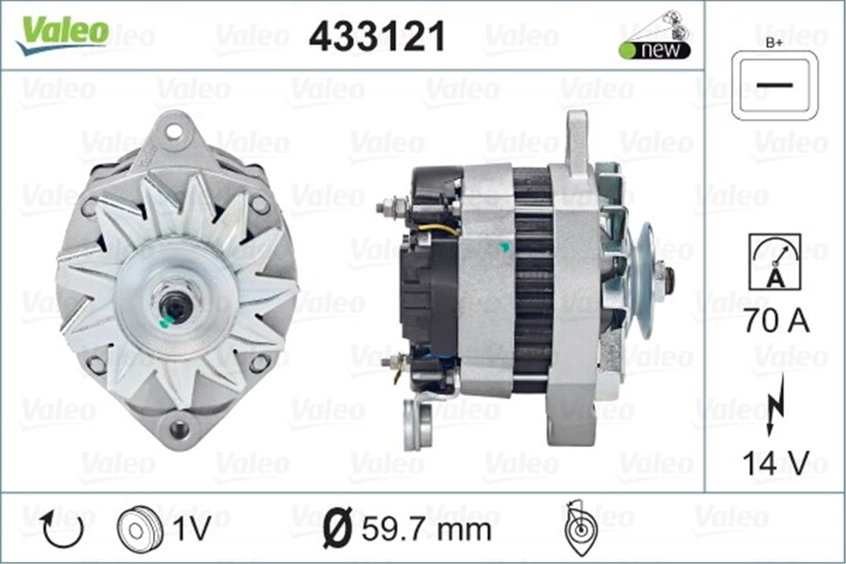 OPELALTERNATÖR OPEL RENAULTESPACE TRAFFICR VALEO 433121VALEOVALEO 433121