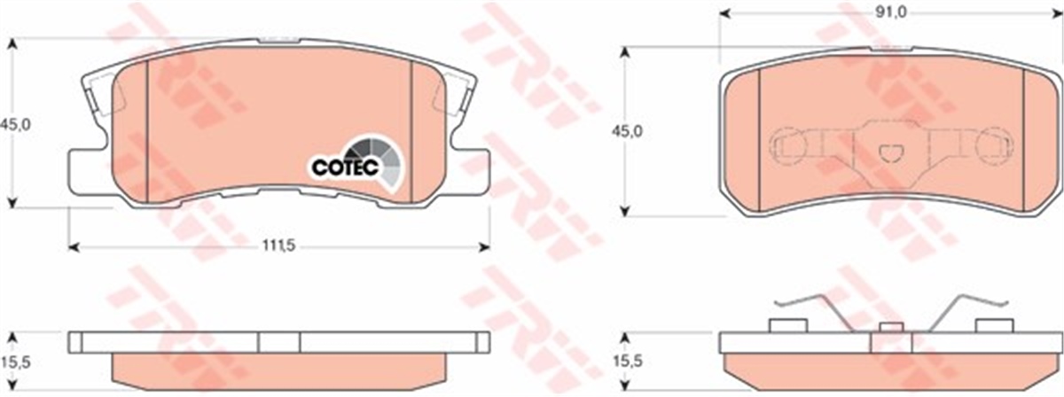 PAJEROARKA BALATA P4008 12 C4 1.6HDİ 12 PAJERO II 01-07 10 AXS 10 OUTLANDER 07 12 GRANDIS 07 TRW GDB3247TRWTRW GDB3247