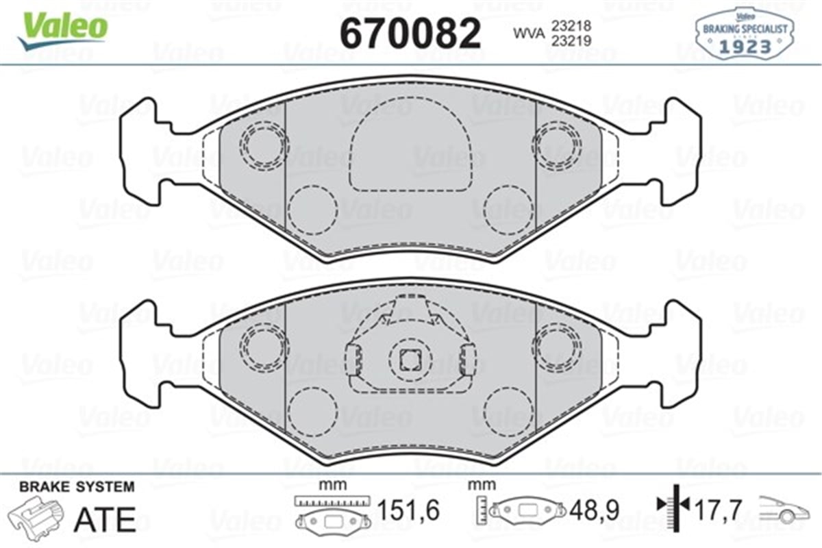 PALIOÖN BALATA PALIO 98-01 VALEO 670082VALEOVALEO 670082
