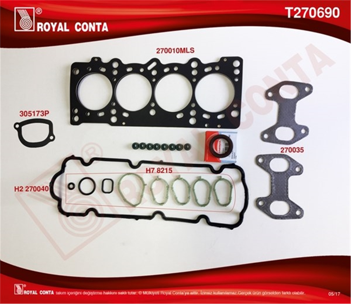 PALIOÜST TAKIM CONTA PALIO 1.2 8V YM 60-65HP 188A4.000 ROYAL T270690ROYALROYAL T270690