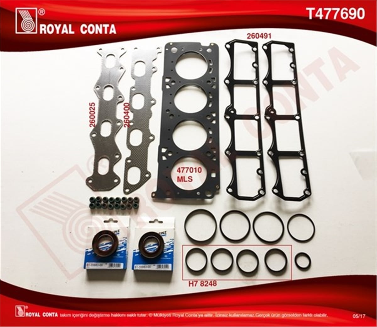 PALIOÜST TAKIM CONTA REINZ KEÇELİ SUBP.LAST DOBLO-MAREA-PALIO-STILO 1.6 16V 103HP ROYAL T477690ROYALROYAL T477690