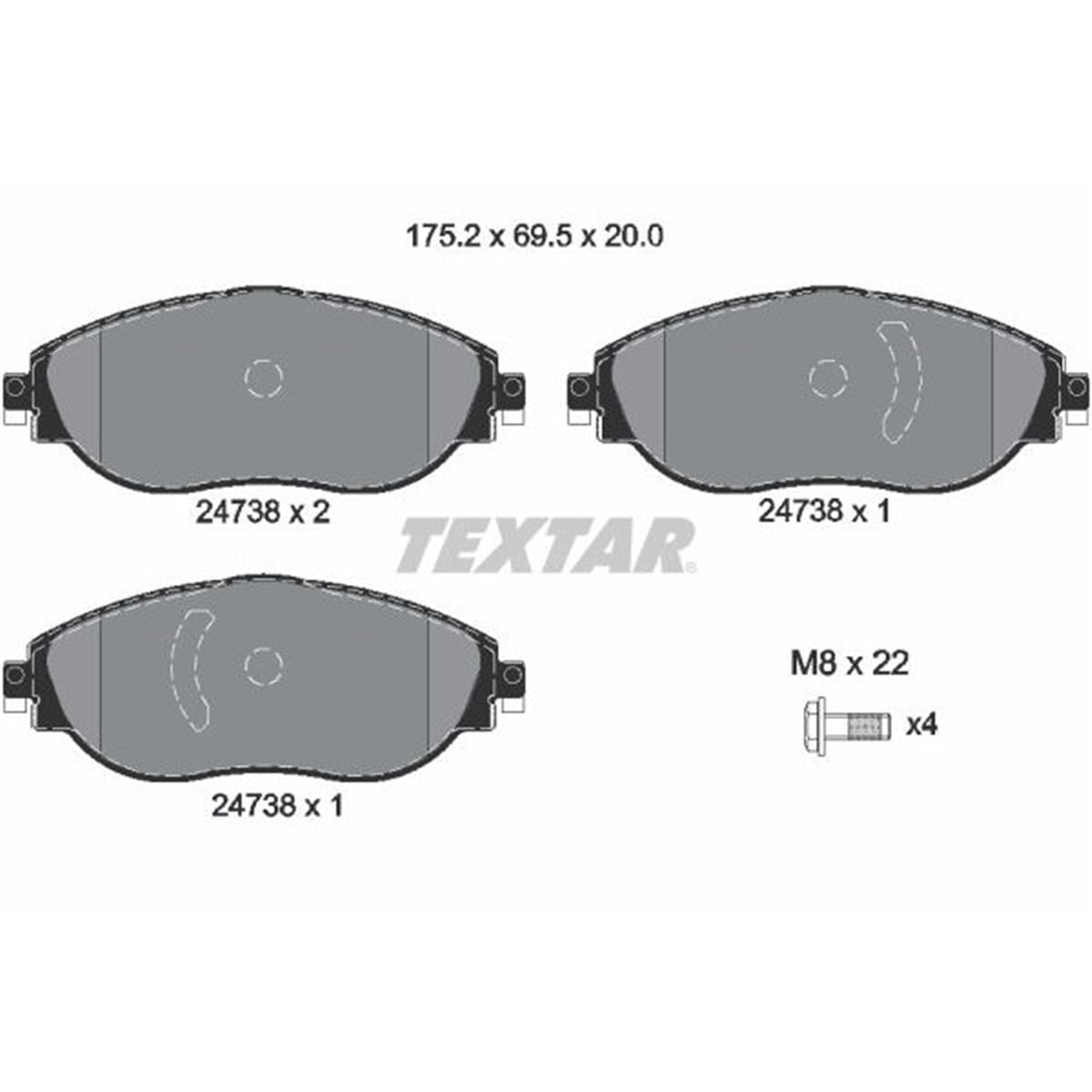 PASSATÖN FREN BALATA ARTEON-PASSAT-TIGUAN 2014 TEXTAR 2473806TEXTARTEXTAR 2473806