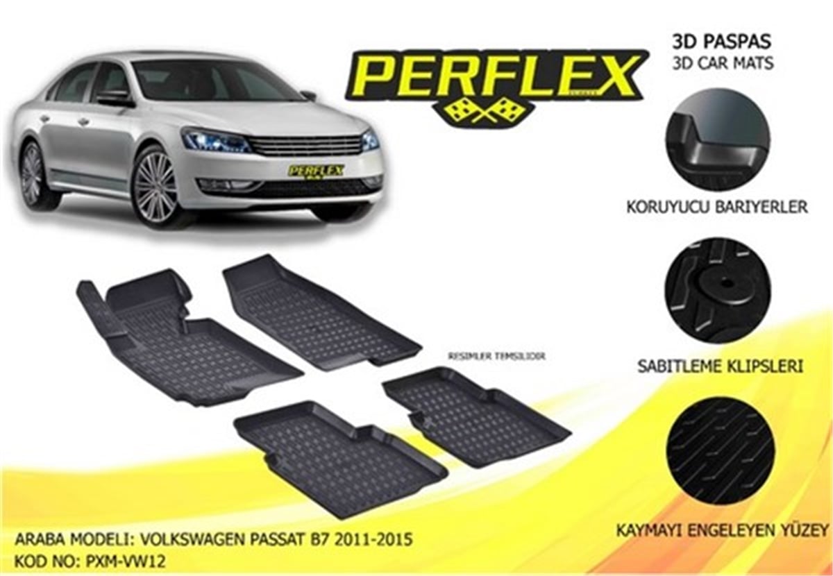 PASSATPASPAS 3D X-MAT HAVUZLU VOLKSWAGEN PASSAT B7 11-15 SİYAH PERFLEX PXM-VW12PERFLEXPERFLEX PXM-VW12