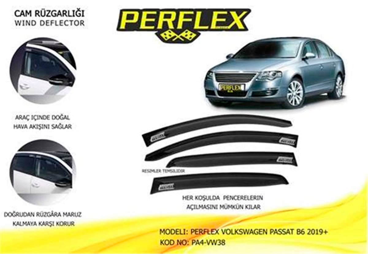 PASSATPERFLEX V2 CAM RÜZGARLIKLARI VOLKSWAGEN PASSAT B6 2019 4 PCS PERFLEX PA4-VW38PERFLEXPERFLEX PA4-VW38