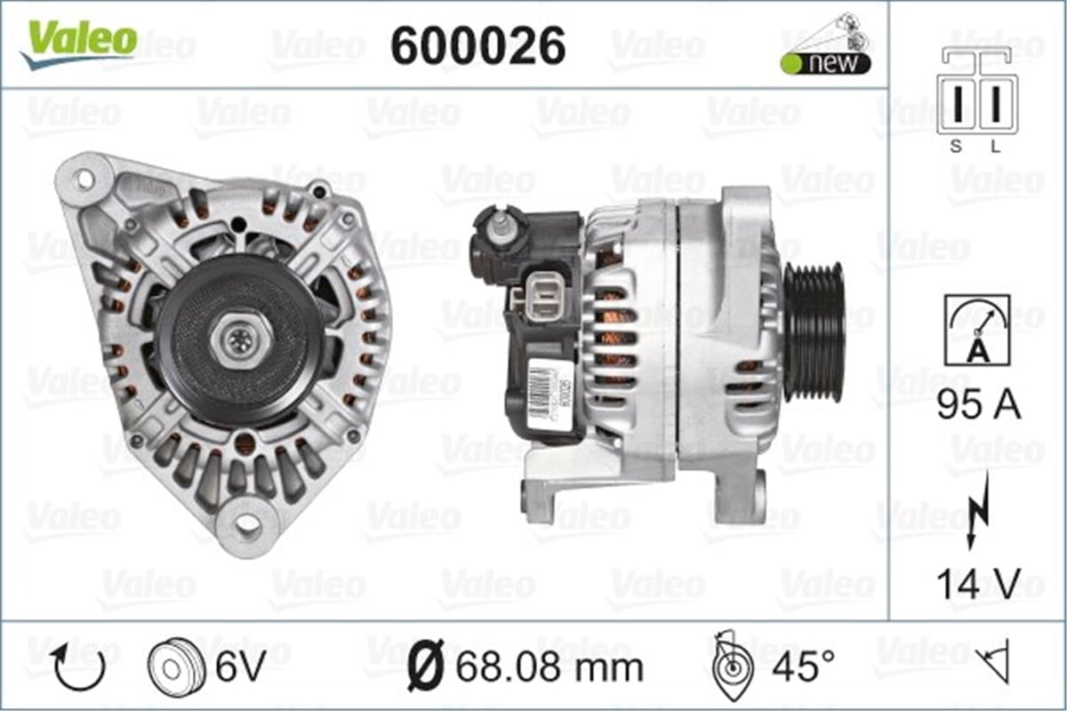 PRIMERAALTERNATÖR NISSAN PRIMERA 2 0 16 V VALEO 600026VALEOVALEO 600026