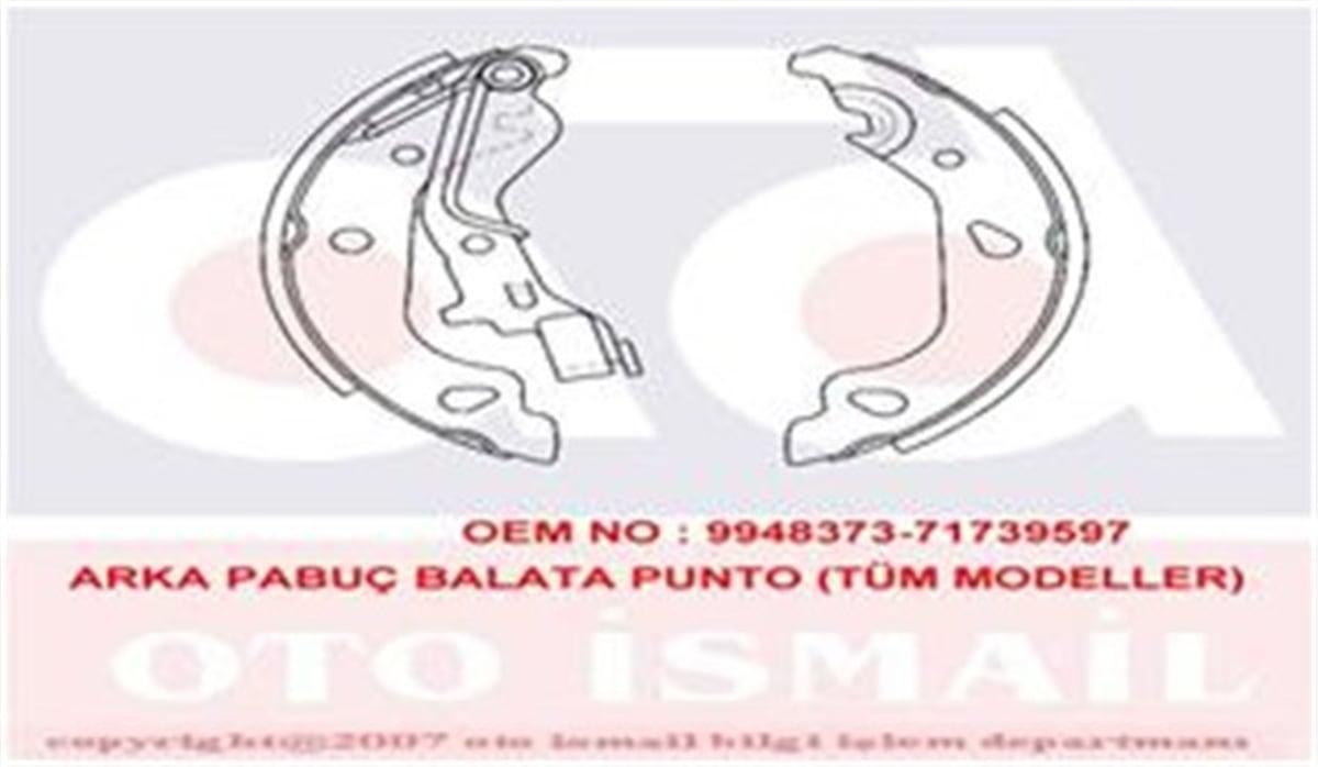 PUNTOARKA PABUÇ BALATA PUNTO 1.2 1.3JTD 1.9JTD 99 03 GRANDE PUNTO 1.3D 08 TÜM MODELLER 180X32 TRW GS8687TRWTRW GS8687