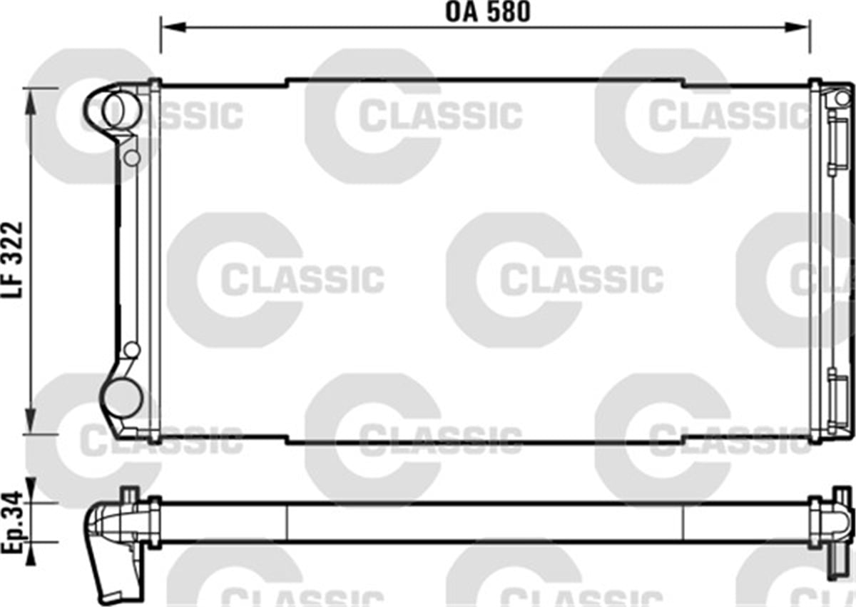 PUNTORADYATOR CLASSIC PUNTO 1.8-1.9DS-1.9 JTD 99 580X308X32 VALEO 232913VALEOVALEO 232913