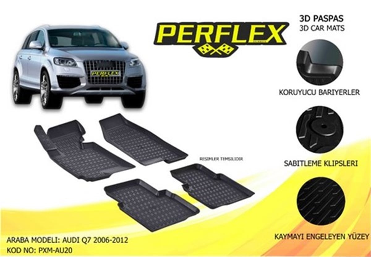 Q7PASPAS 3D X-MAT HAVUZLU AUDI Q7 06 SİYAH PERFLEX PXM-AU20PERFLEXPERFLEX PXM-AU20