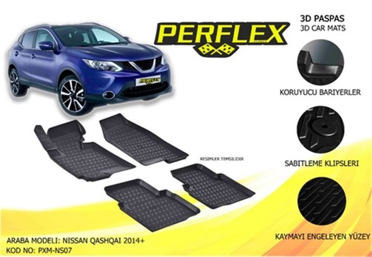 QASHQAIPASPAS 3D X-MAT HAVUZLU NISSAN QASHQAI 14 SİYAH PERFLEX PXM-NS07PERFLEXPERFLEX PXM-NS07