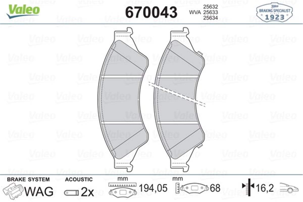 RANGERBALATA ÖN DİSK FORD RANGER11 MAZDA BT-50 11 VALEO 670043VALEOVALEO 670043