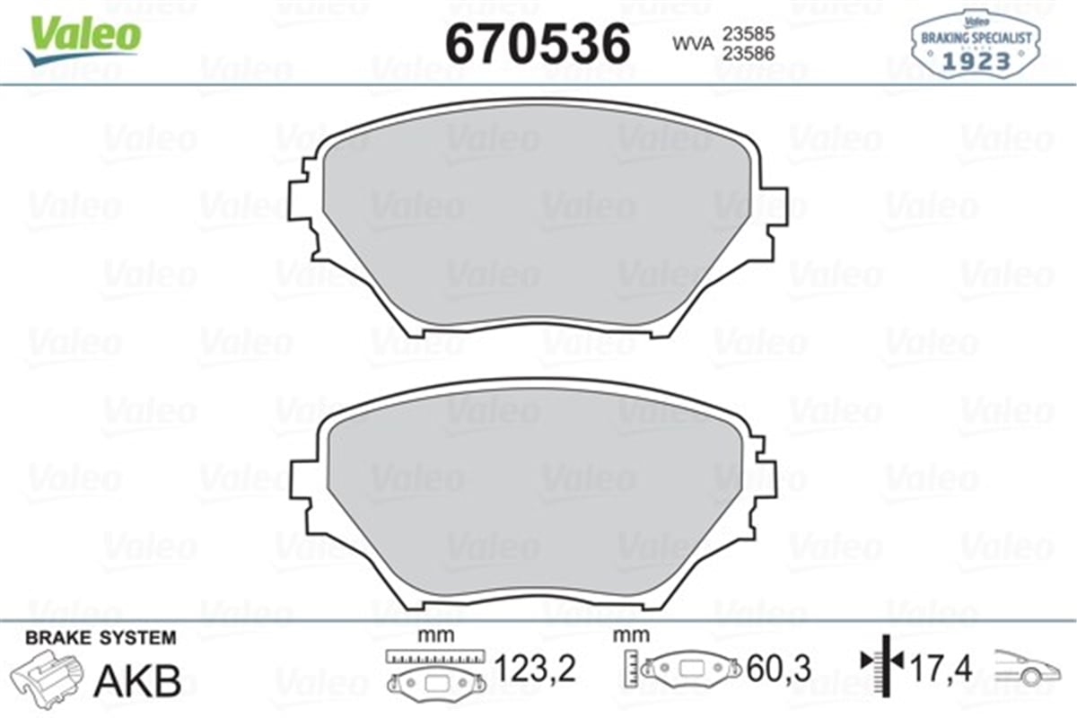 RAV 4ÖN BALATA RAV 4 II 1.8 VVTI-2.0VVTI-2.0 D-4D 4WD 00 11.05 VALEO 670536VALEOVALEO 670536