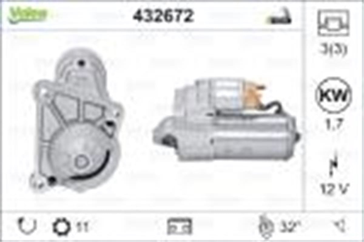 RENAULTMARŞ MOTORU D7R25 RENAULT VALEO 432672VALEOVALEO 432672