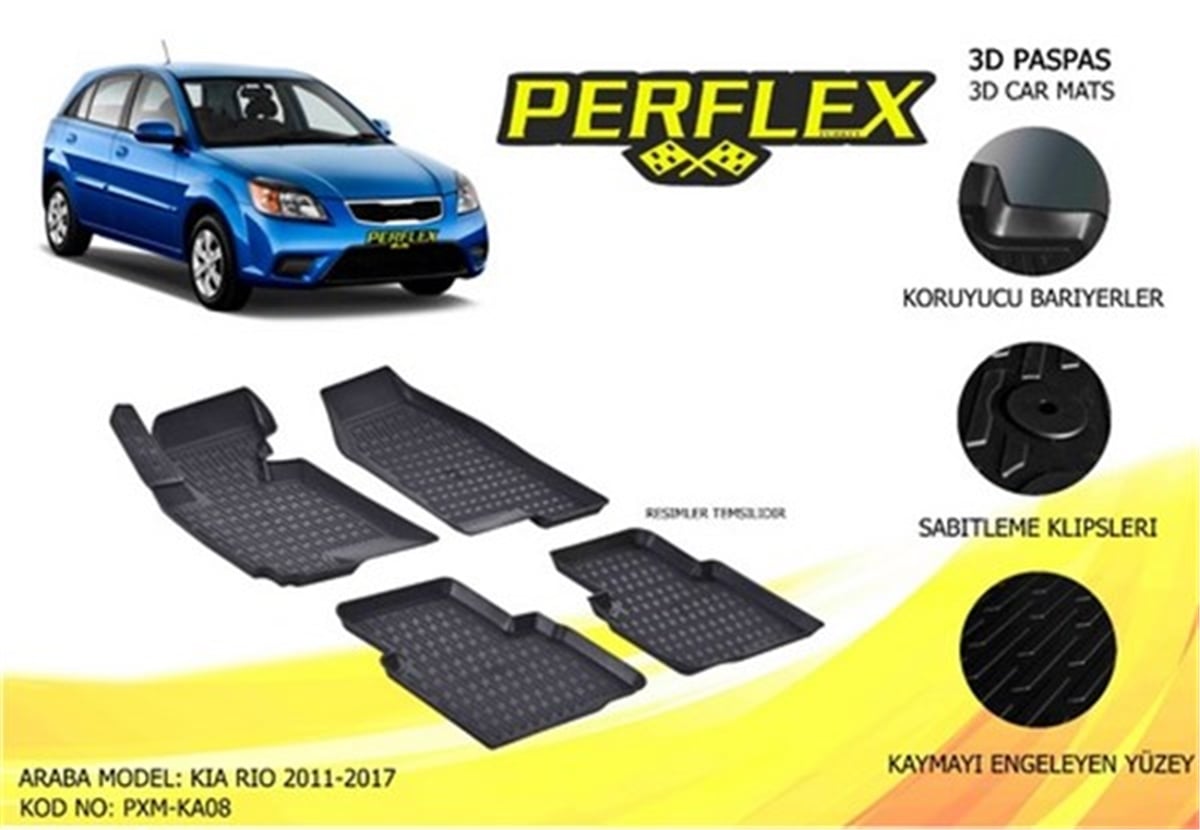 RIOPASPAS 3D X-MAT HAVUZLU KIA RIO 11 SİYAH PERFLEX PXM-KA08PERFLEXPERFLEX PXM-KA08