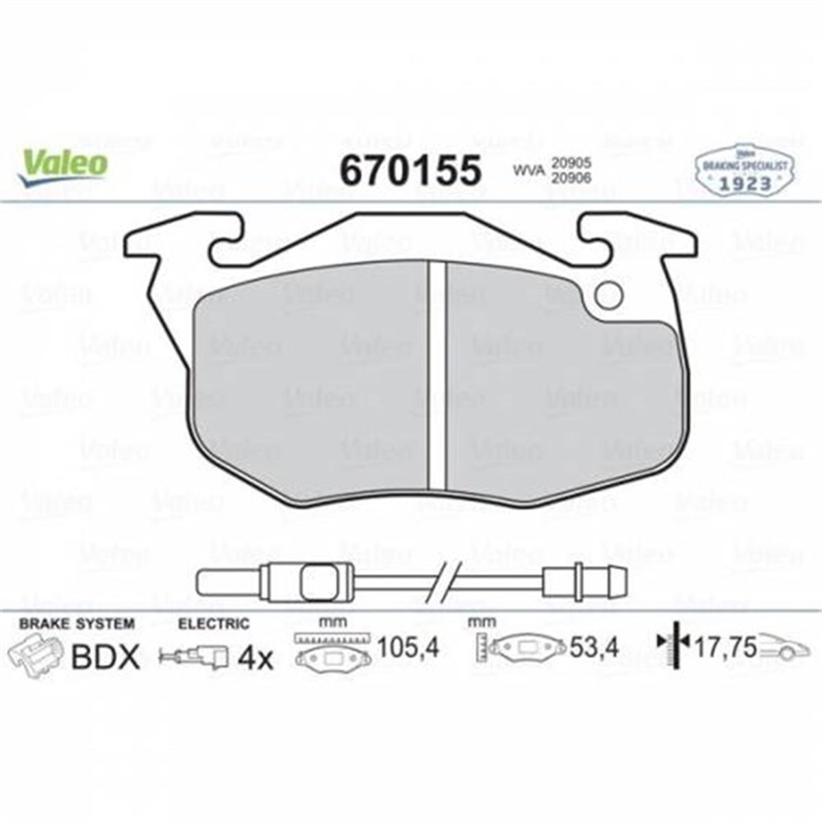 SAXOÖN BALATA PEUGEOT 106 91 P306 1.4 1.6 93-01 SAXO AX ZX C15 FİŞLİ VALEO 670155VALEOVALEO 670155