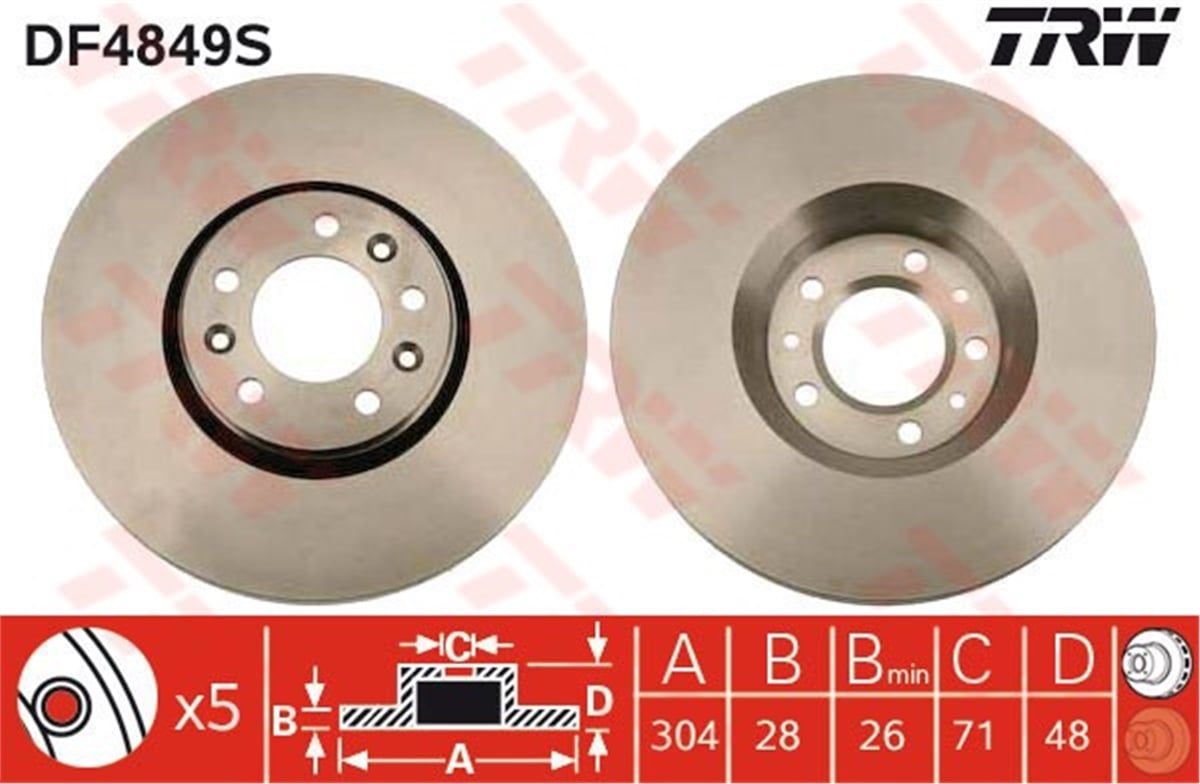 SCUDOÖN FREN AYNASI C5-JUMPY-EXPERT-SCUDO 2.0 07 TRW DF4849STRWTRW DF4849S