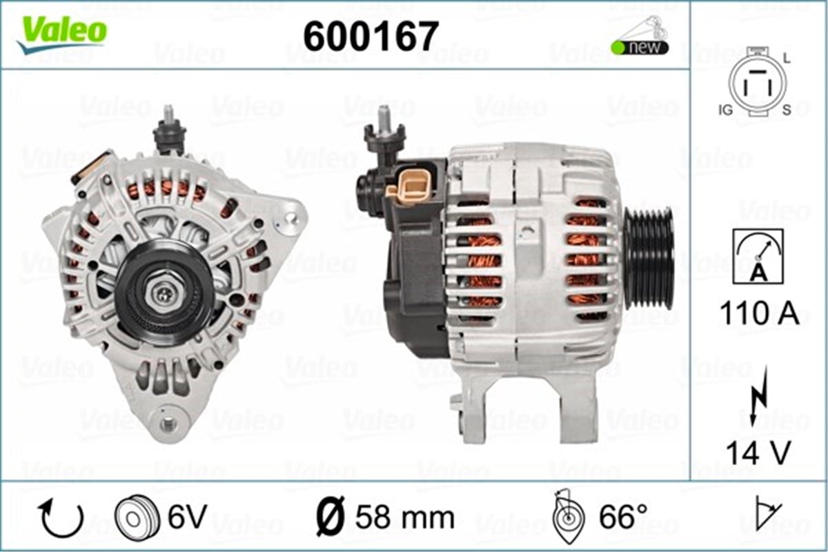 SONATAALTERNATÖR HYUNDAI HIGHWAY VAN 2.7 V6 24V-SONATA IV EF 2.7 V6-TRAJET FO 2.7 V6 VALEO 600167VALEOVALEO 600167