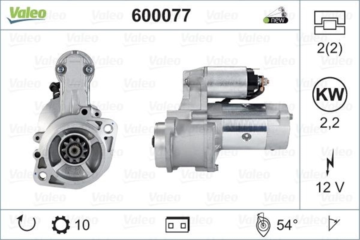 SORENTOMARŞ MOTORU 12V 10 DİŞ H1 2.5CRDI-SORENTO 2.5CRDI-CARNIVAL 2.5CRDI VALEO 600077VALEOVALEO 600077