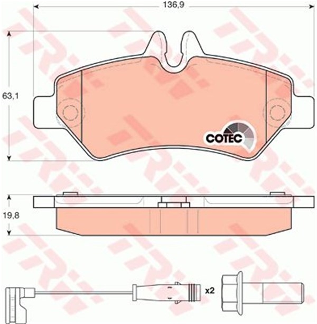 SPRINTERFREN BALATASI ARKA FVR1780 2E0698451 VW CRAFTER-SPRİNTER 06-16 BM TRW TRW GDB1697TRWTRW GDB1697