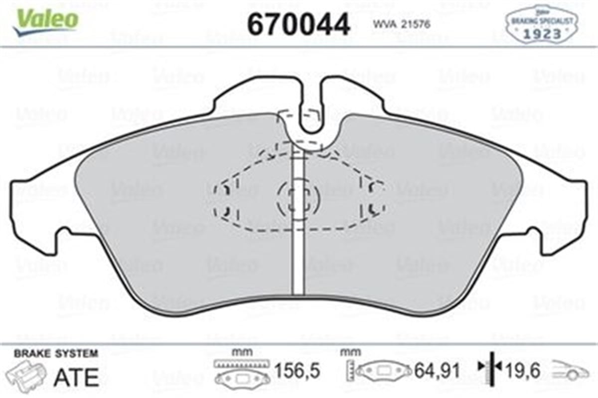 SPRINTERÖN BALATA LT35 95-6.06 SPRINTER 95-6.06 VITO 96.7.03 GDB1220 20.5X156.5X64.9 VALEO 670044VALEOVALEO 670044